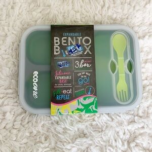 New Eco One Green Tie Dye Swirl BPA Free Expandable Bento Box 3 compartments